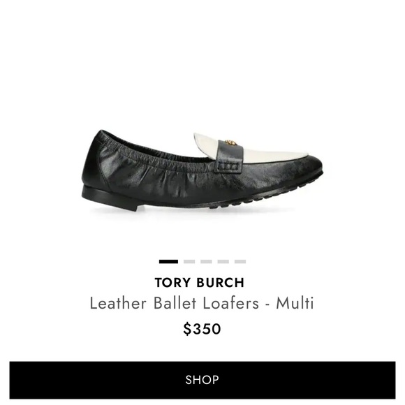 Tory Burch Black and Cream Leather ballet Loafers shoes size 10 - Picture 3 of 9